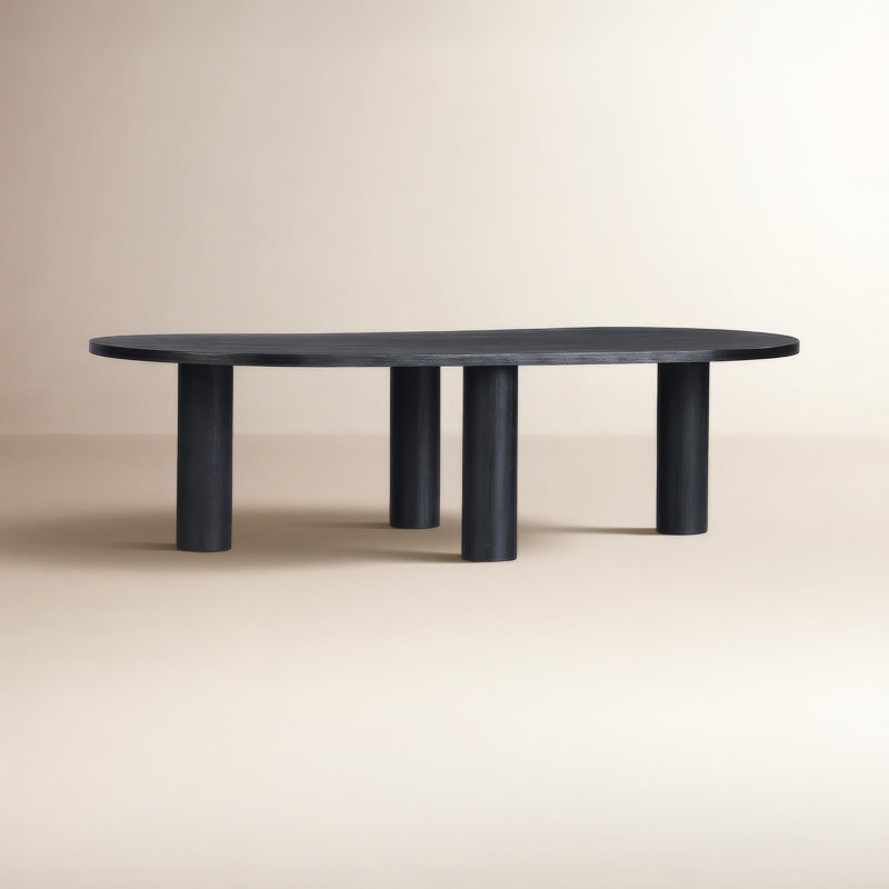 Table basse ovale en bois massif Toriano, Noir