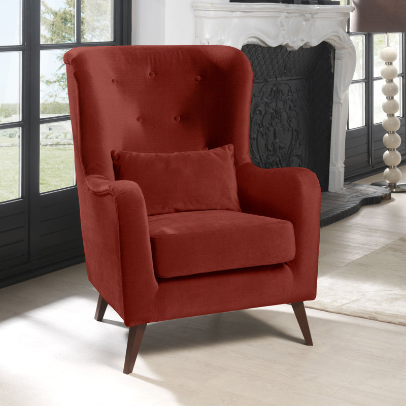 Noah Upholstered Wingback Chair, Red
