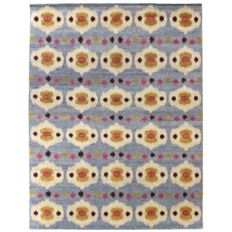 Tapis bleu / doré nouvel âge 8 pi 1 po x 10 pi 1 po Uzbeck