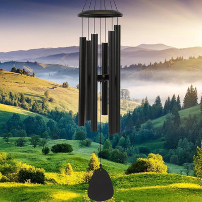 Carillons éoliens-Extérieur-Grand-Décor, carillons mélodiques apaisants aux tons profonds, carillons éoliens pour l'extérieur, carillon commémoratif meilleur cadeau pour maman femmes grand-mère voisins (32 po noir)