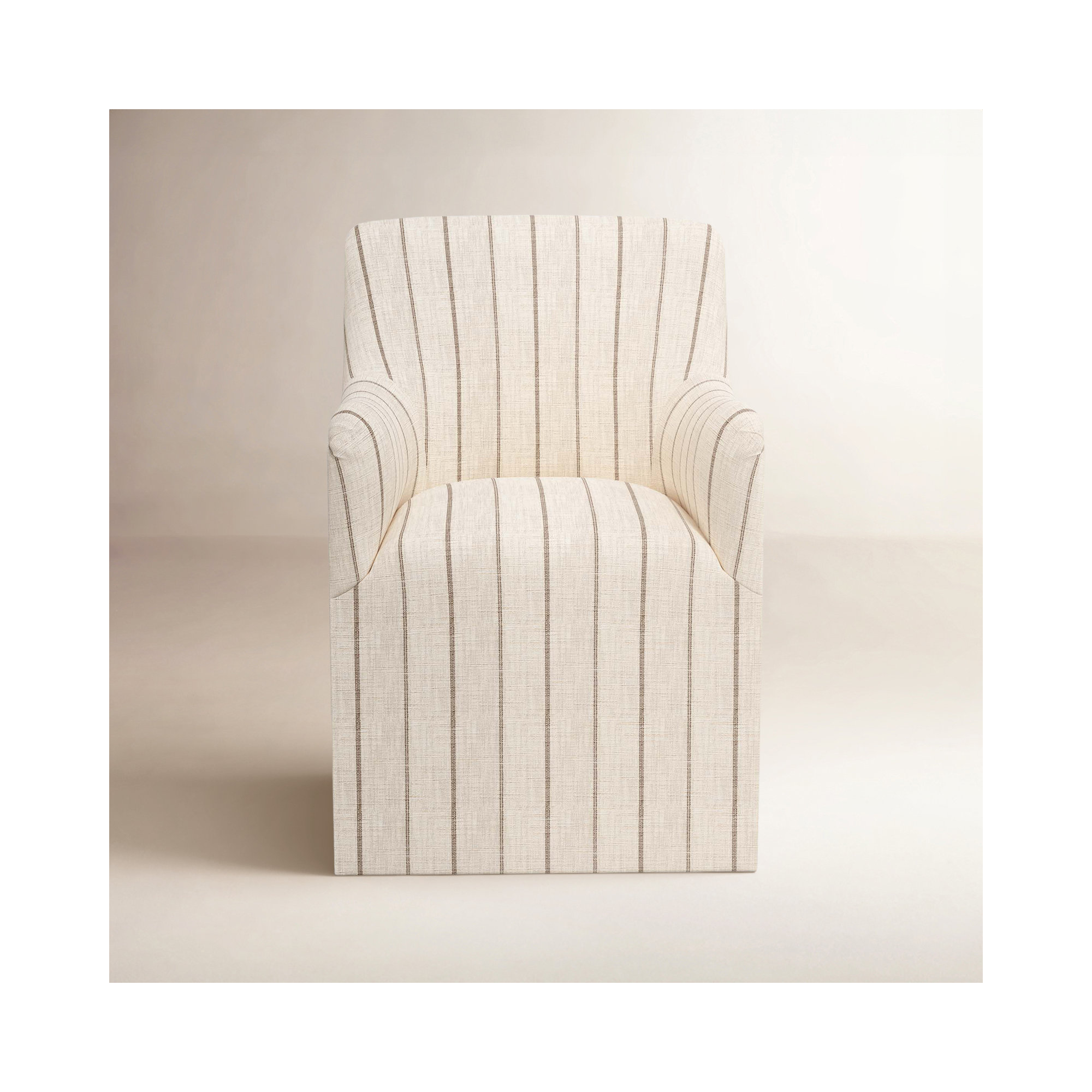 Howth Upholstered Arm Chair, Fritz Charcoal Stripe