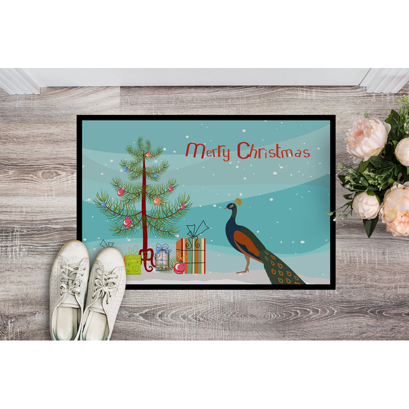 Lea Non-Slip Christmas Outdoor Doormat, 0.25" H x 27" W x 18" D