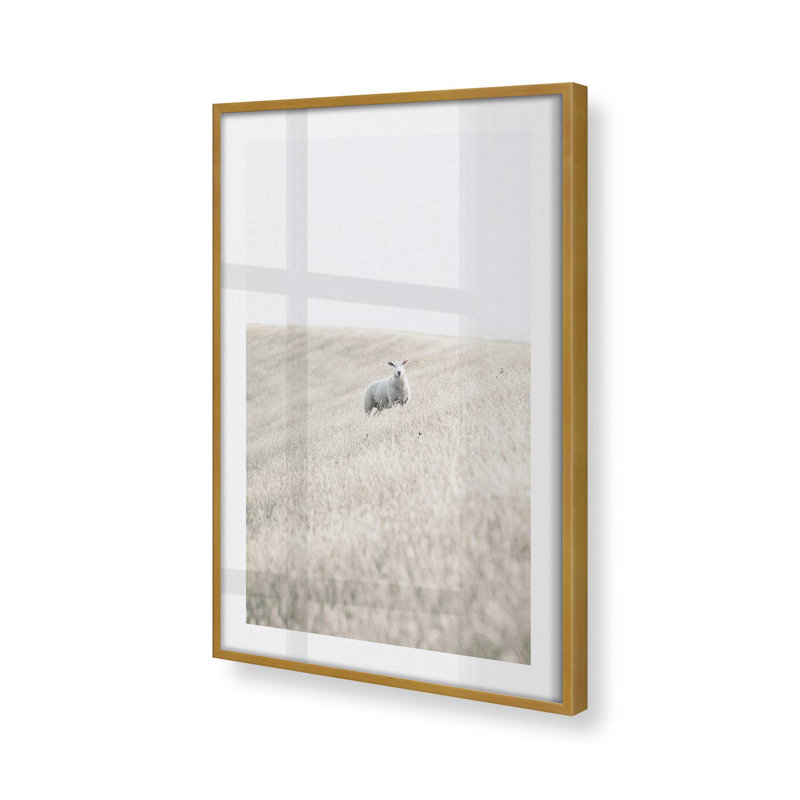 Serene Sheep Pasture Print, 11.25" H x 9.25" W x 1.25" D, Polished Gold Framed