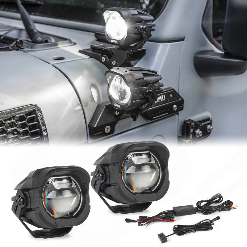 Projecteur de pilier A en aluminium à faisceau élevé et à faisceau bas compatible avec les camions Jeep Ford Etc ATV (lumière blanche)