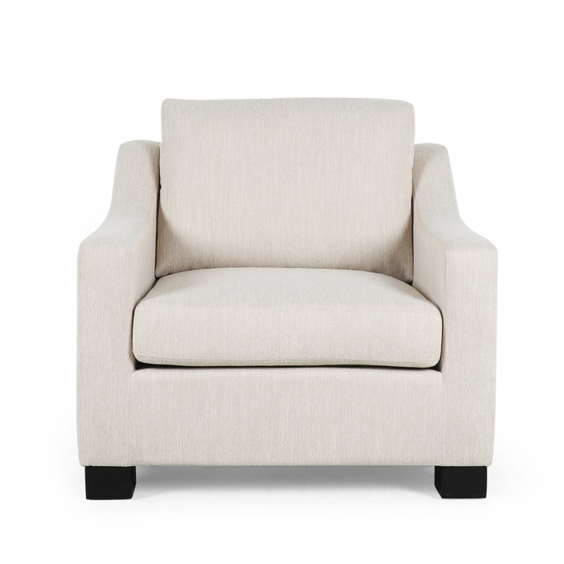 Upholstered Armchair, Beige Fabric