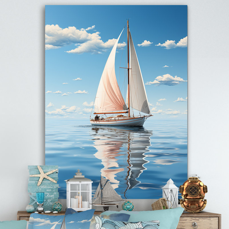 Coastal Calm, minimalisme, voilier, photo I sur toile, H 32 po x l 24 po x P 1 po, Toile tendue