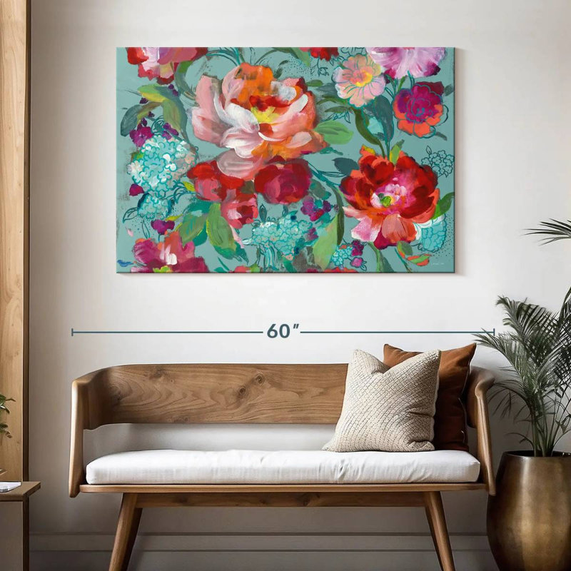 Harnek turquoise floral Medley, H 32 po x l 48 po