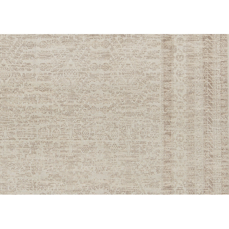 Hand-Knotted High-Quality Cream and Cream Area Rug