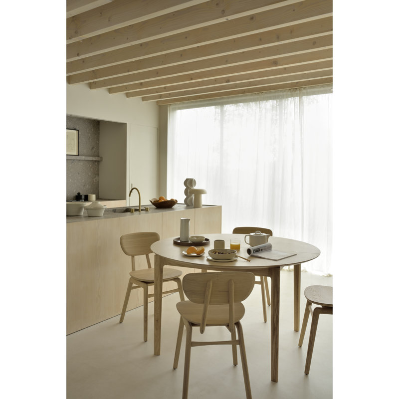 Bok Round Solid Oak Dining Table, Tan