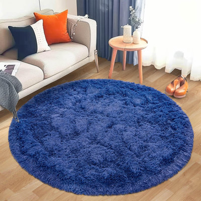 Tapis uni bleu moelleux pour le salon, la chambre de bébé et la chambre d'enfant