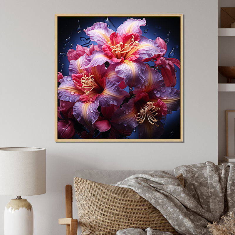 Beauté tropicale, fleurs d'hibiscus, rêves, Cadre naturel flottant, H 30 po x l 30 po x P 1 po