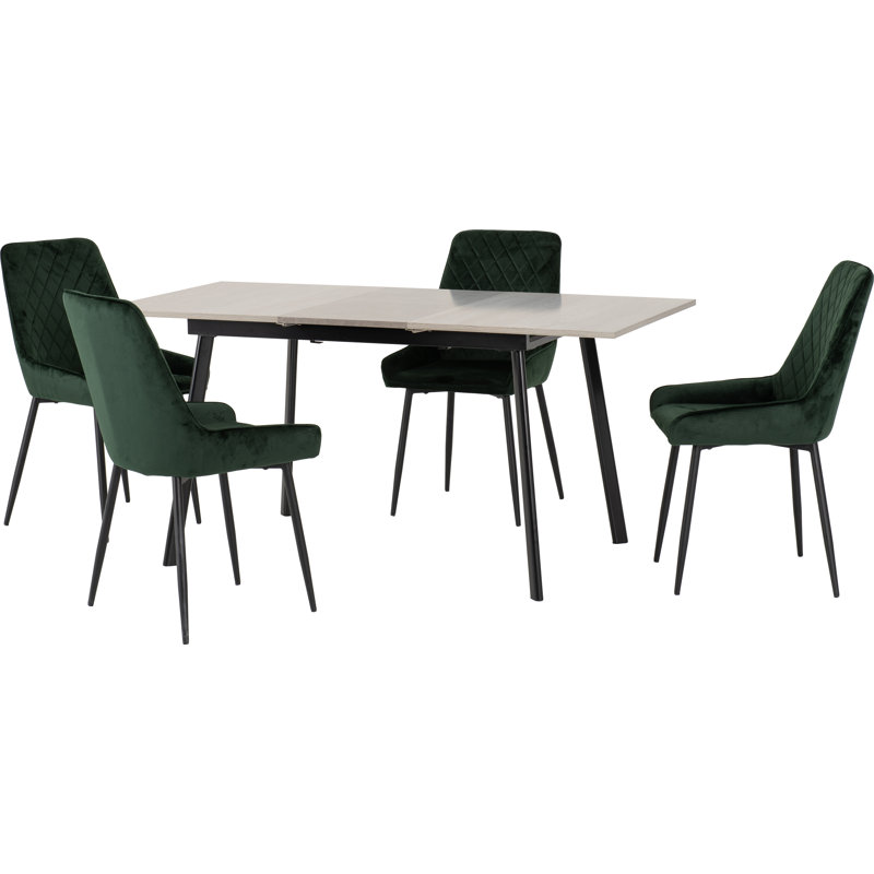 Raffaele 4 - Person Butterfly Leaf Dining Set, Emerald Green/Black