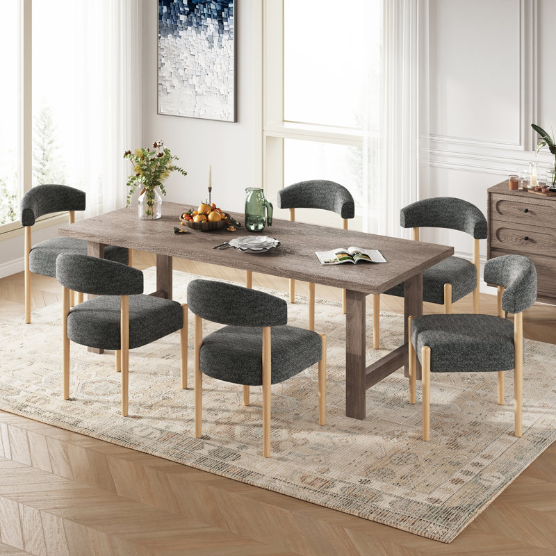 Ensemble de chaises de salle à manger rembourrées H 19,1 po (ensemble de 6), Gris foncé