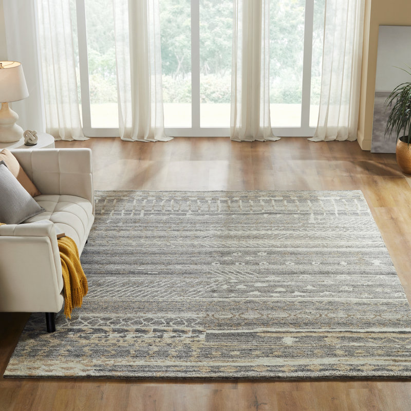 Tapis en laine noué à la main Harjinder, 12 pi x 15 pi
