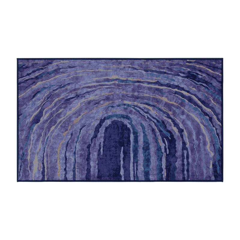 Machine Washable Purple Area Rug, Rectangle 5' x 7'