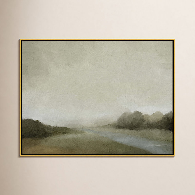 Vanora "Lovers Creek" Watercolor Floater Frame Painting , 31.5" H x 41.5" W, Gold
