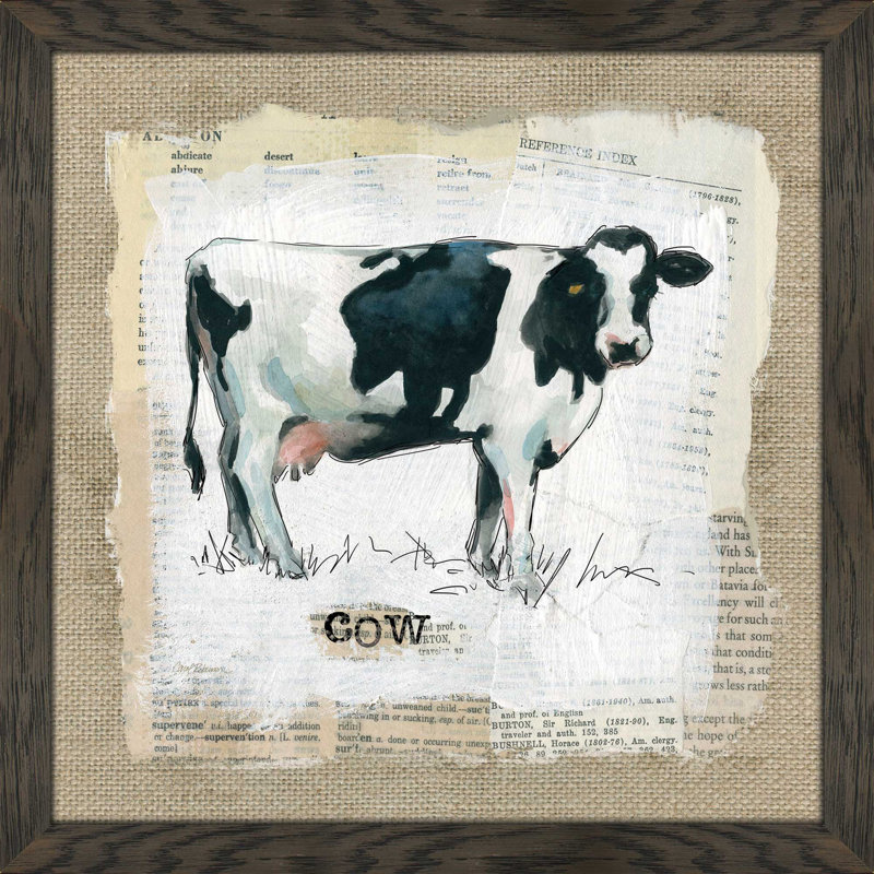 « en toile jute cow », reproduction d’impression encadrée, H 39,5 po x l 39,5 po x P 0,75 po