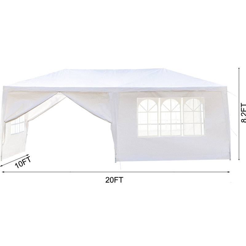 Grand pavillon de jardin 10 po x 20 pi avec parois en tissu imperméable et piquets de sol amovibles