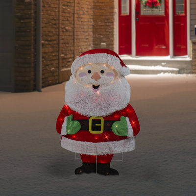 32"" Lighted 2D Chenille Santa Outdoor Christmas Decoration -  Northlight Seasonal, NORTHLIGHT QH92876