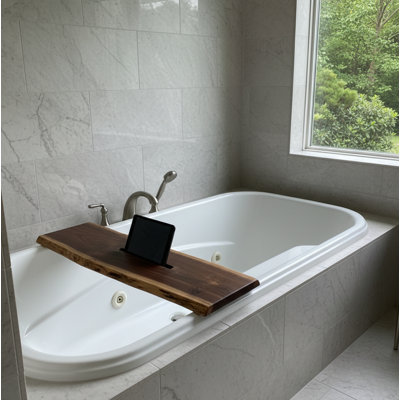 Plateau pour baignoire Live Edge | Fente pour tablette de salle de bain en bois fabriquée à la main 30 po