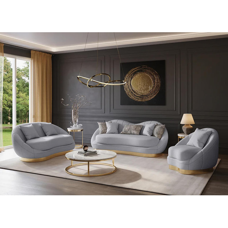 Ensemble de salon Terwood, Tissu gris tourterelle