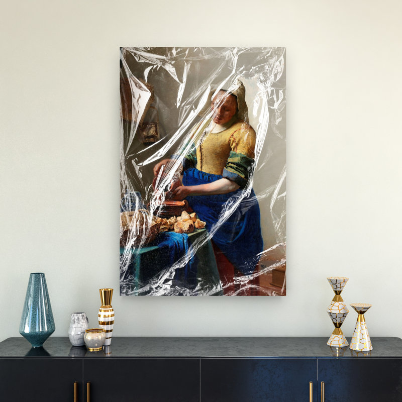 Dutch Milkmaid Pouring Classic Traditional Contemporary Wall Art Print 1 Piece Wrapped Canvas Wall Art, 91.44cm H x 60.96cm W
