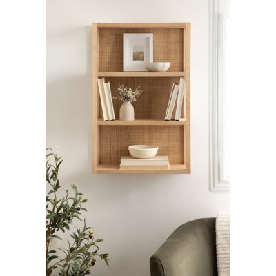 Ori Tiered Rattan Wall Shelf for Use as Bathroom Over-the-Toilet Storage Shelves