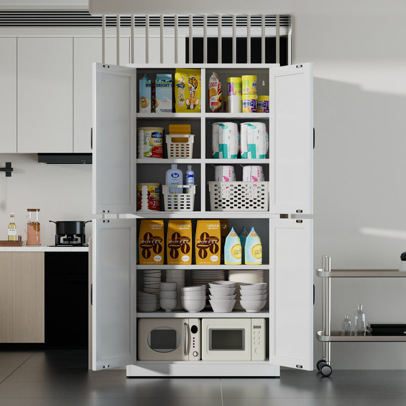 Armoire de rangement pour garde-manger avec tablettes et portes réglables