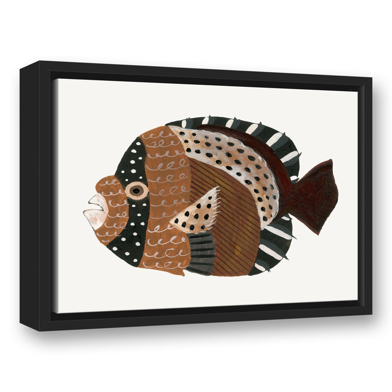 Poisson neutre sur toile, H 13,75 po x l 17,75 po x P 1,75 po, Cadre flottant noir