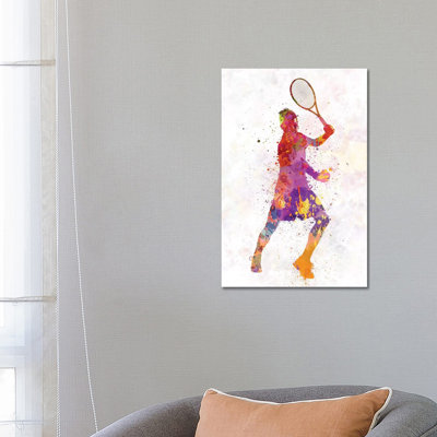 «Tennis Player Celebrating in Silhouette I» par Paul Rommer - peinture sur toile tendue