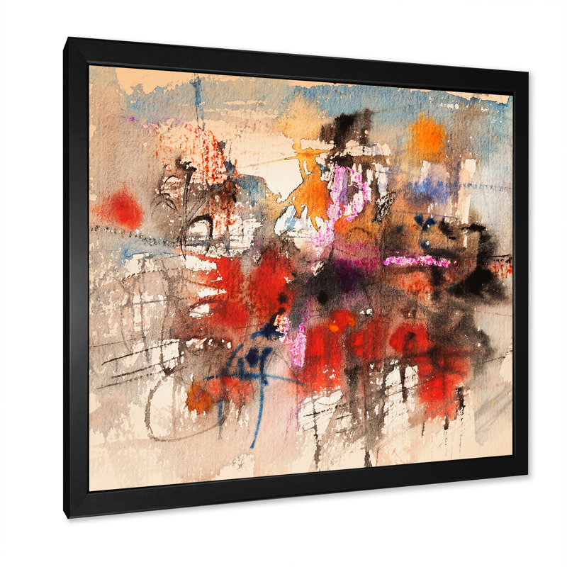 Abstrait orange et rouge II - activé, Impression noire sur toile encadrée, H 36 po x l 36 po x P 1,5 po