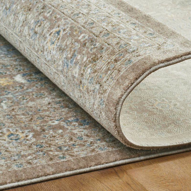 Wallburg Taupe Gray Vase Floral Area Rug, Rectangle 9'6" x 13'