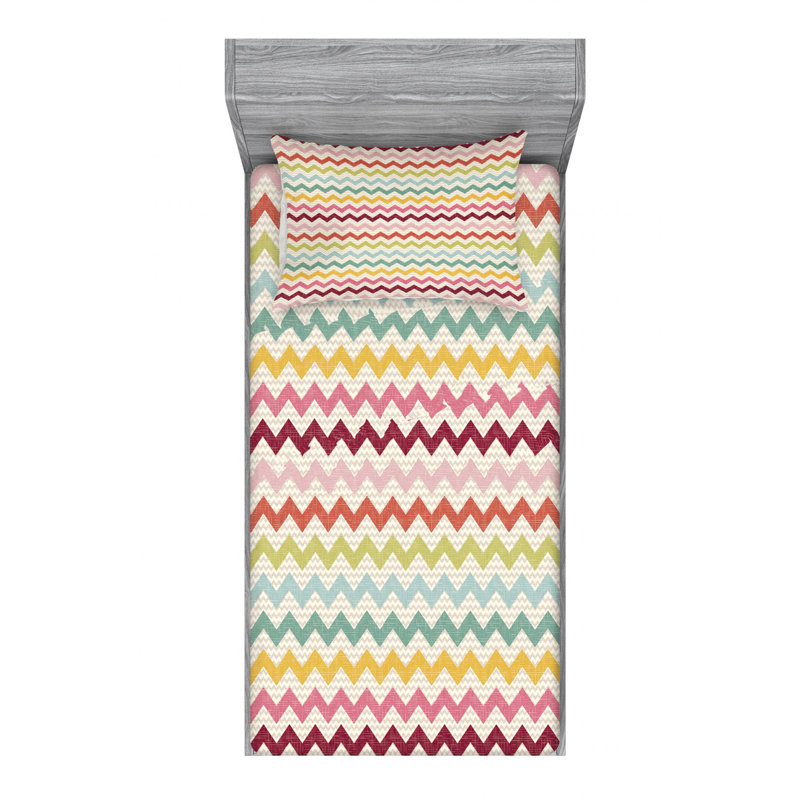 Microfiber Chevron Sheet Set, Twin Sheet Set with Fitted Sheet