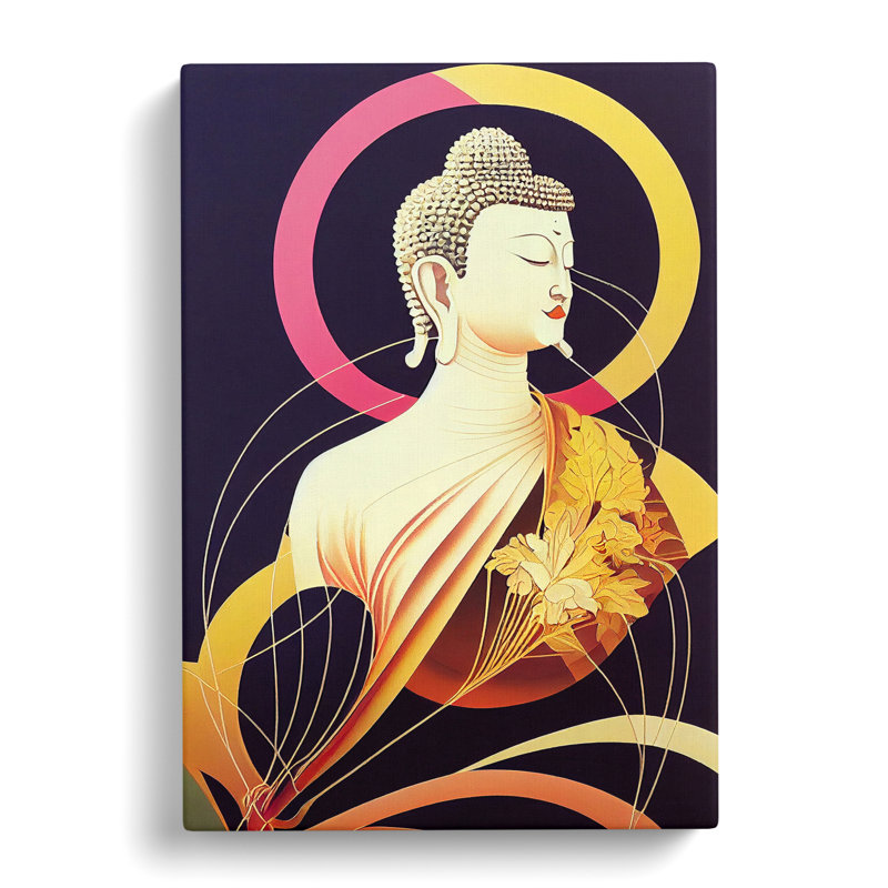 Buddha Art Nouveau - Wrapped Canvas Print, 50cm H x 35cm W x 3cm D