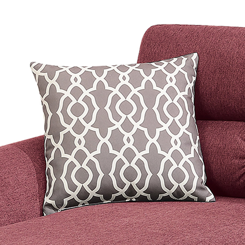 Canapé modulaire réversible 2 pièces Red Velvet avec 2 coussins décoratifs, assise mi-ferme, dossier coussiné, accoudoirs roulés, convient aux petits espaces