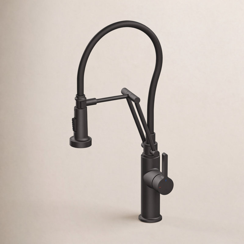 Engel Single Handle Pull Down Kitchen Faucet, Matte Black