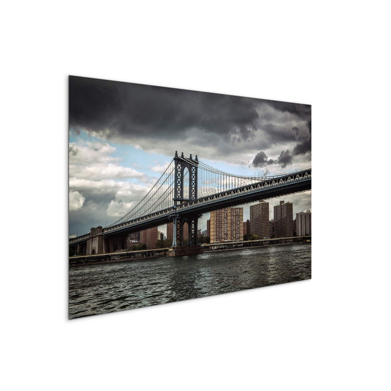 Manhattan Bridge, NYC by Tom Eversley 53×80 cm MetalArt Materic Aluminum Satin Effect, Frameless Panel, Lightweight Ready to Hang
