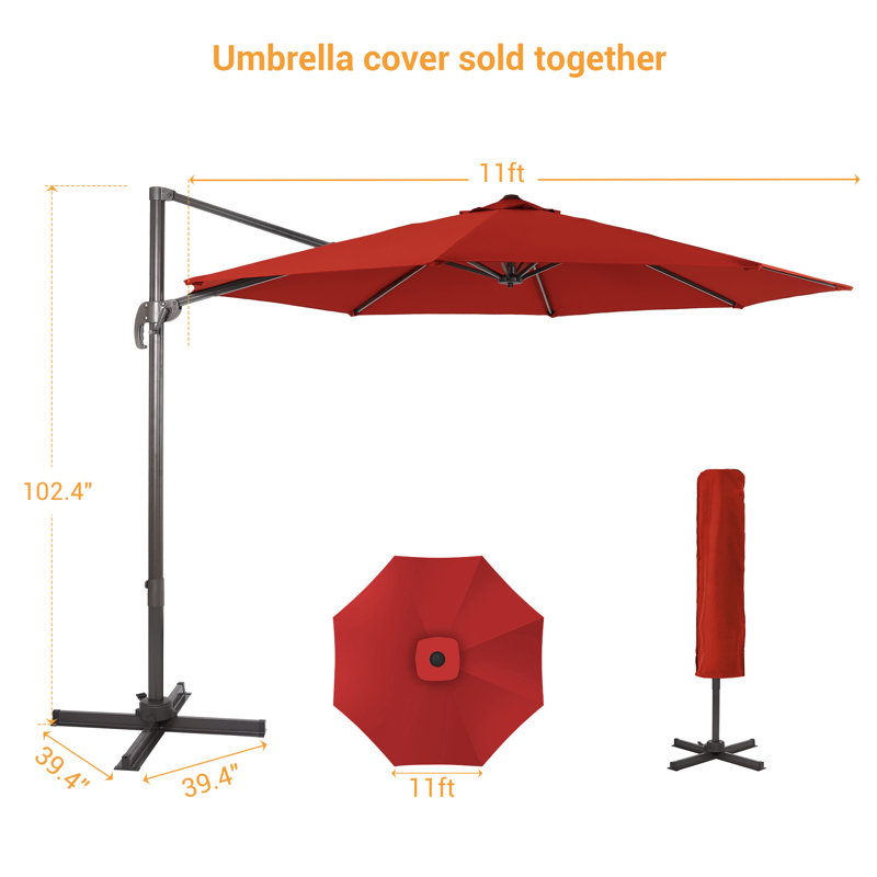 Parasol en porte-à-faux 132,1 po Sabaha, Rouge rouille