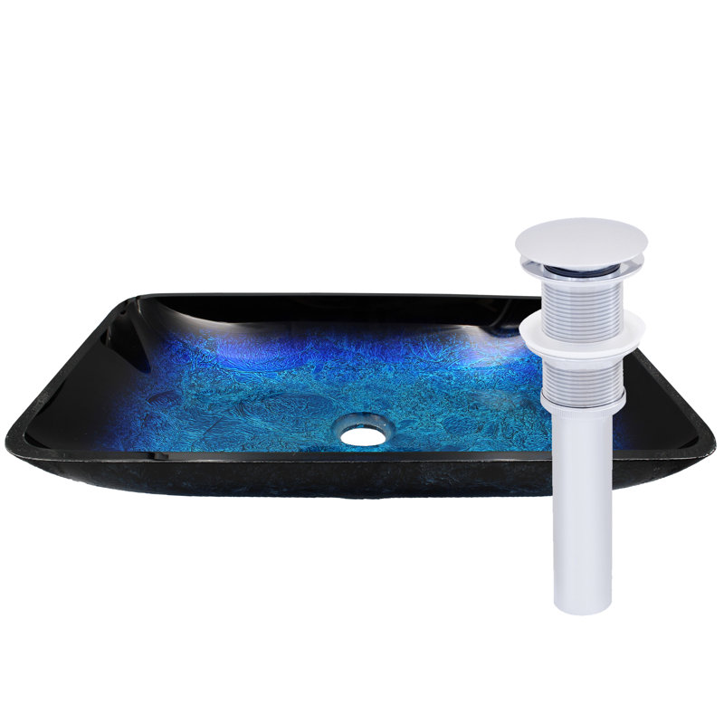 Novatto 14'' Glass Rectangular Bathroom Sink, Chrome