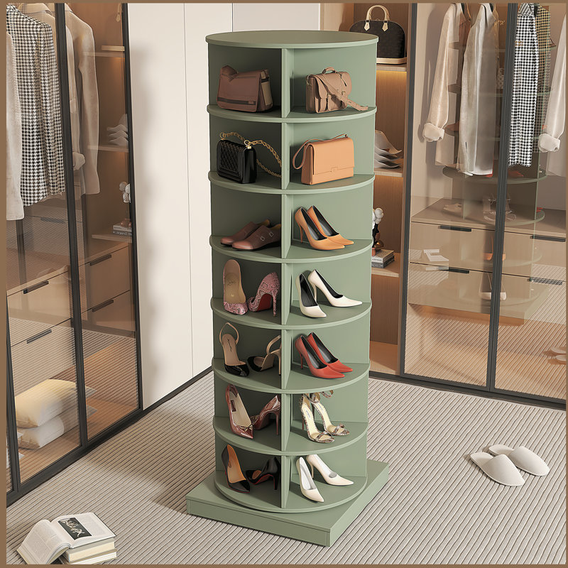 360 Rotating Shoe Cabinet 7 Layers, Green, 7