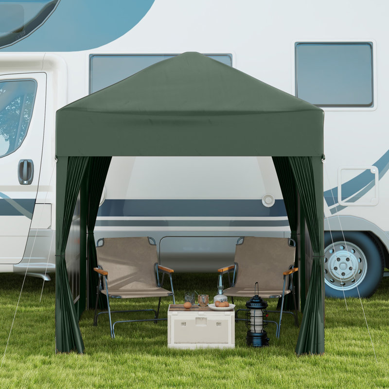 2x2m Pop Up Garden Gazebo, Waterproof Party Tent Canopy With Removable Sidewalls, Windows & Carry Bag, Green