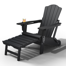 Dareona Outdoor HDPE Reclining Adirondack Chair with Retractable Ottoman and Cup Holder