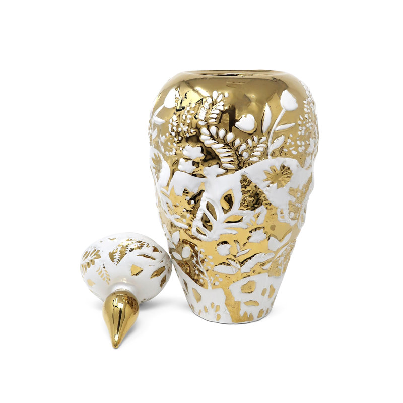 Pot de rangement orné, H 13,75 po x l 7 po