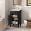 Ensemble de meuble-lavabo autoportant de 18 po avec lavabo en céramique, ensemble de meuble-lavabo simple autoportant avec porte à fermeture douce, tablette réglable, style français, pieds pleins-126232903