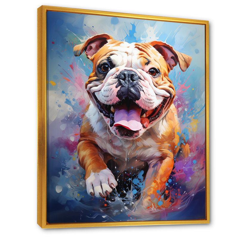 Bulldog Boldness VI sur toile, Cadre flottant doré, H 32 po x l 24 po
