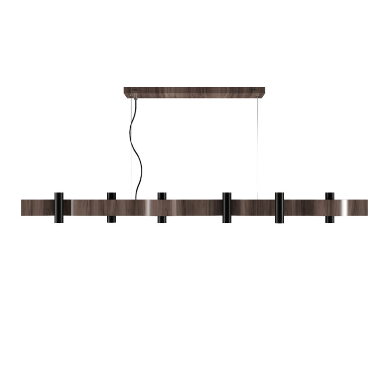 Luminaire suspendu Flow Accord, Noyer noir, H 5,31 po x l 59,06 po x P 4,33 po, 14