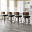 Tabouret de comptoir pivotant 26 po avec structure en bois courbé au fini noyer-114223067-114223066