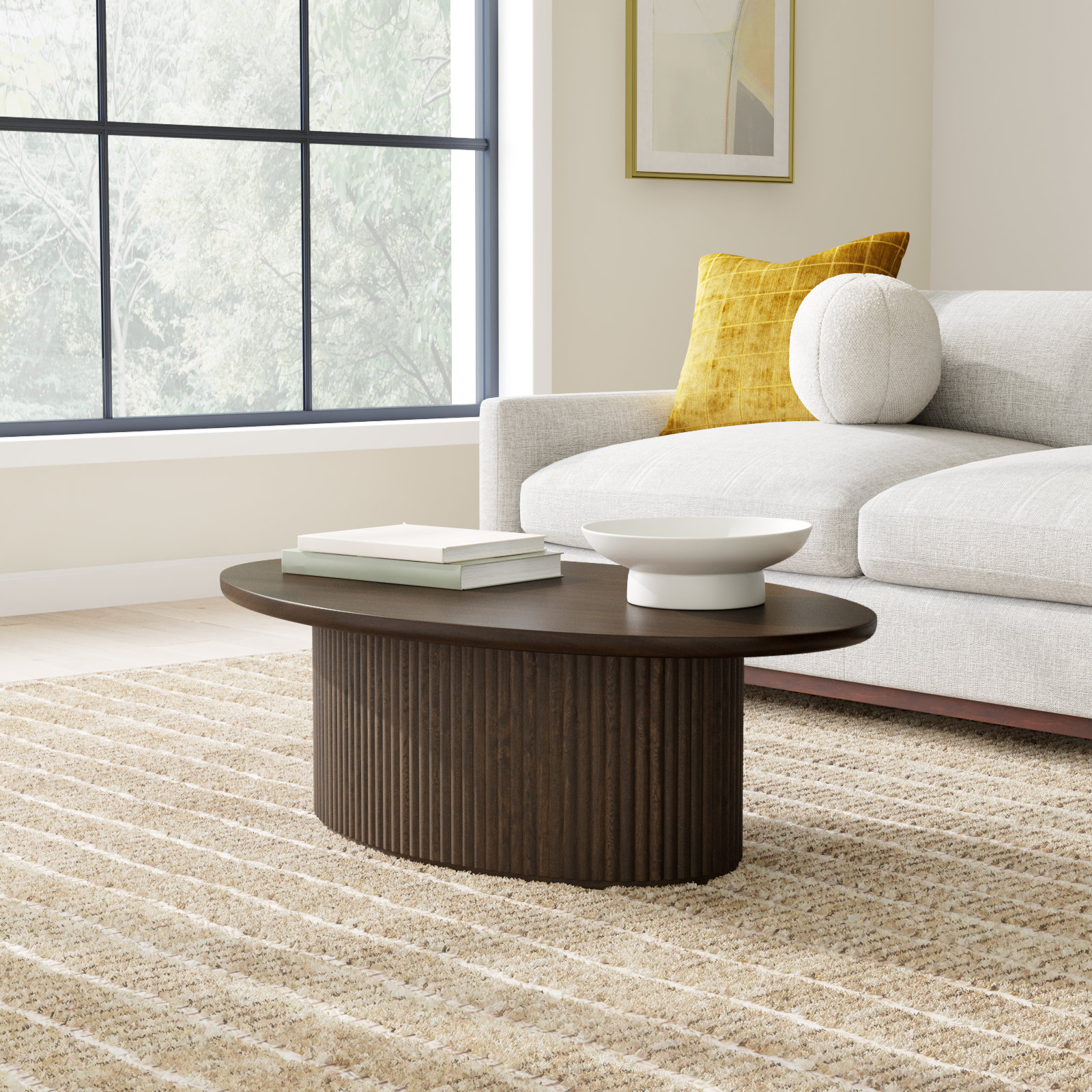 Chessa Solid Wood Storage Coffee Table, Dark Brown