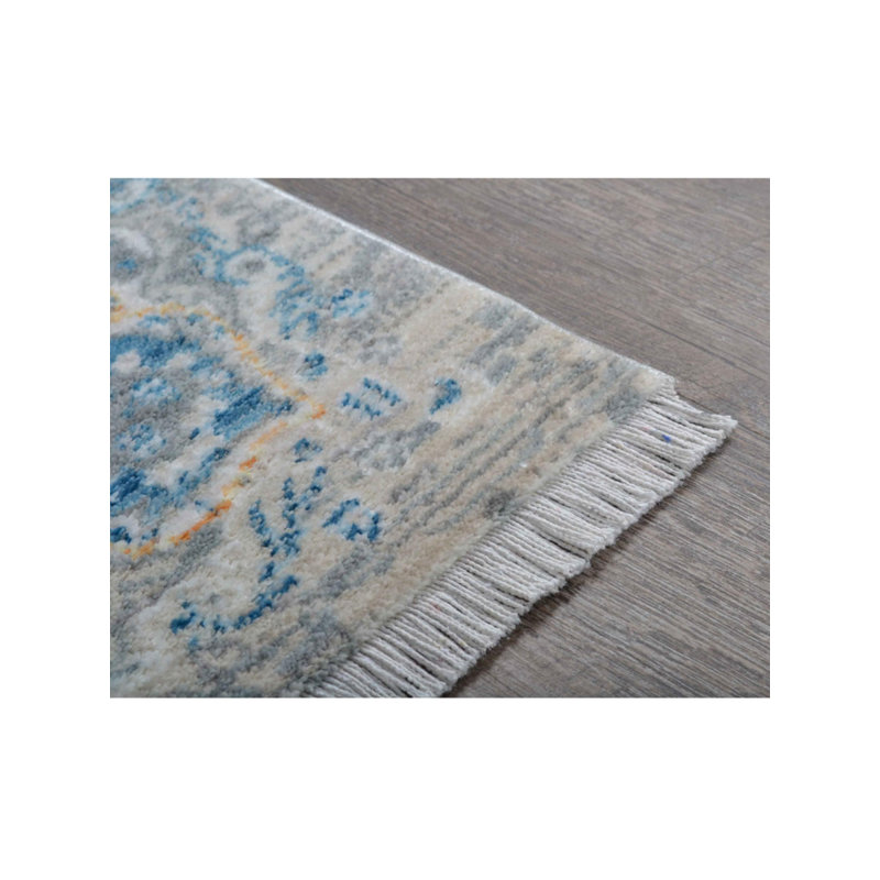 Beier Machine Made Polyester Area Rugs - Rectangle | Grey Blue | Oriental Design, Low Pile Machine Made Area Rugs for Living Room, Bed Room