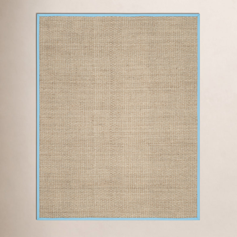Joanna Auckland Bamboo Natural/Turquoise Area Rug, Rectangle 5' x 8'
